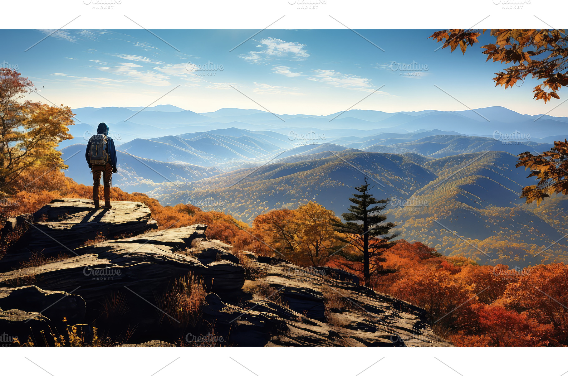 rocky blue ridge fall ai generated, a Background Photo by pikepicture