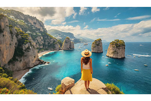 Woman admiring coastal cliffs and, a Nature Photo by Igor Tichonow