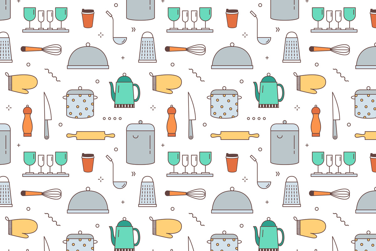 Restaurant team banner, set, pattern, a Decorative Illustration by Good Studio (Photo 8 of 11)