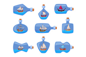 Ship in bottle. Mini figure of old, an Object Illustration by Onyx