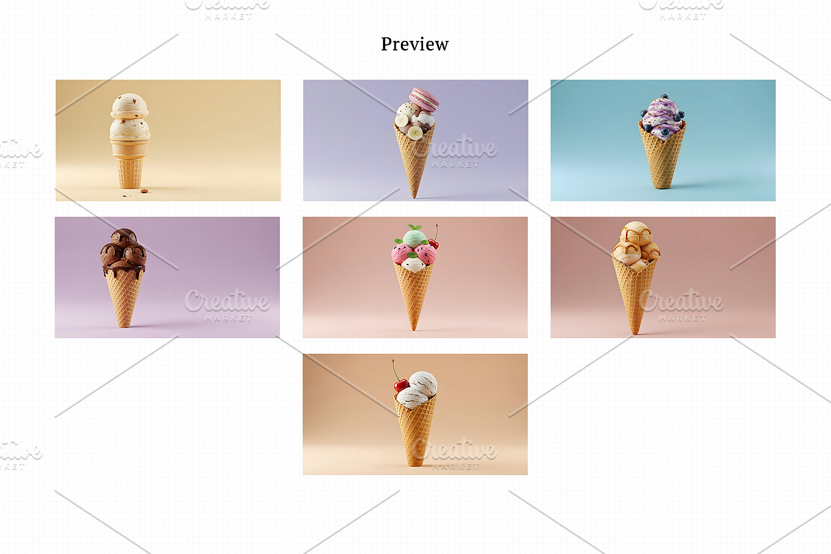 Realistic Ice Cream Cone Images Pack, a Photo by Beshr Abdulhadi (Photo 3 of 4)