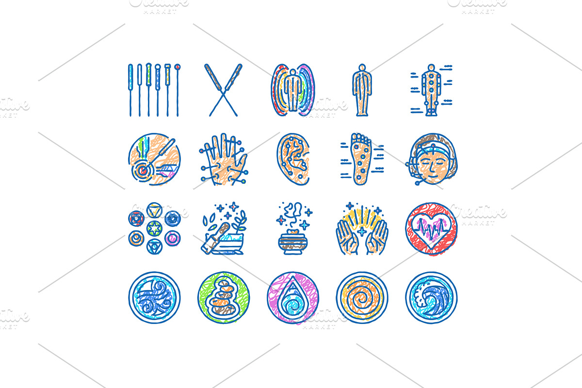 acupuncture massage therapy icons, an Object Illustration by pikepicture