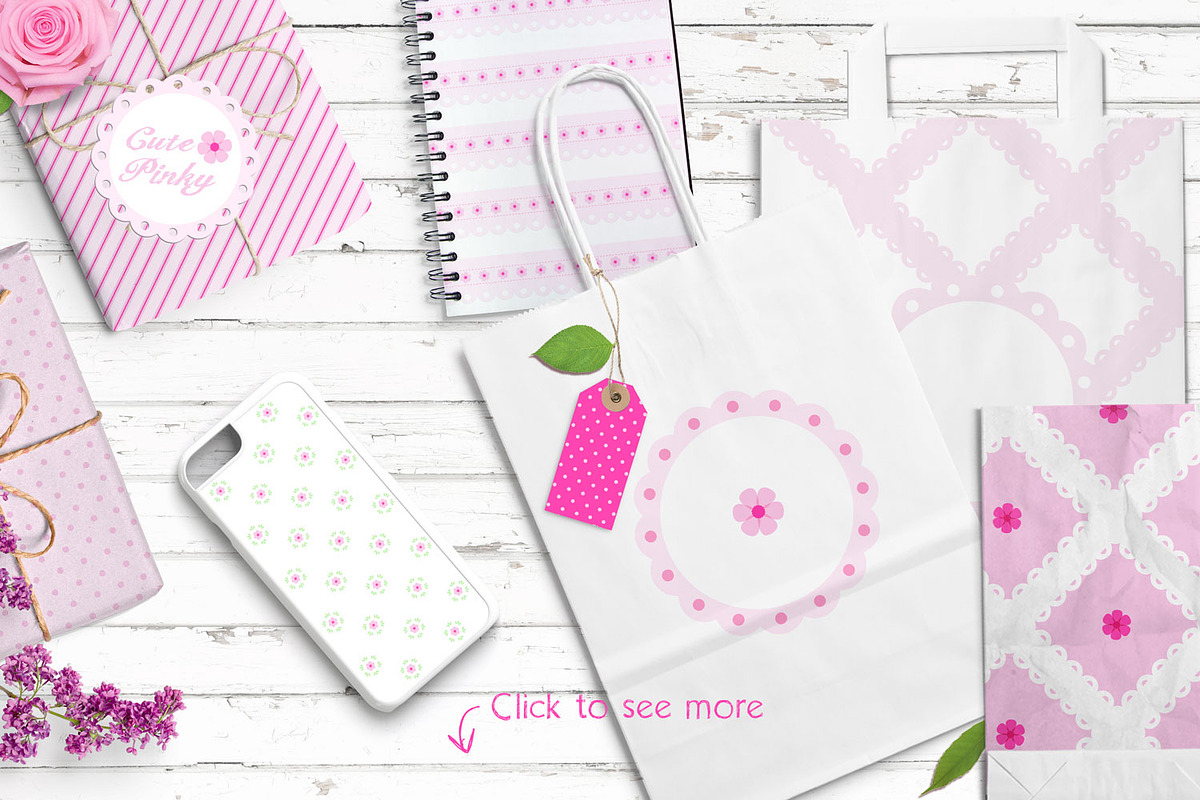 Cute Pinky Patterns Pack, a Pattern Graphic by Evelina Hiiri