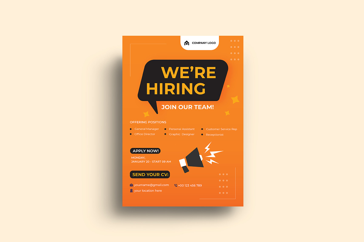 Job Hiring Flyer Template, a Print Template by Sharifull11 (Photo 3 of 3)