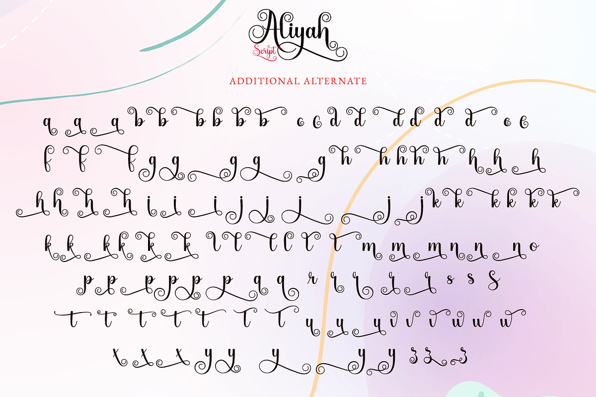 Aliyah - Swirly Calligraphy Font, a Script Font by Airotype (Photo 11 of 12)