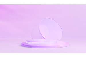 3d purple round podium and geometric, an Illustration by art PVP - market