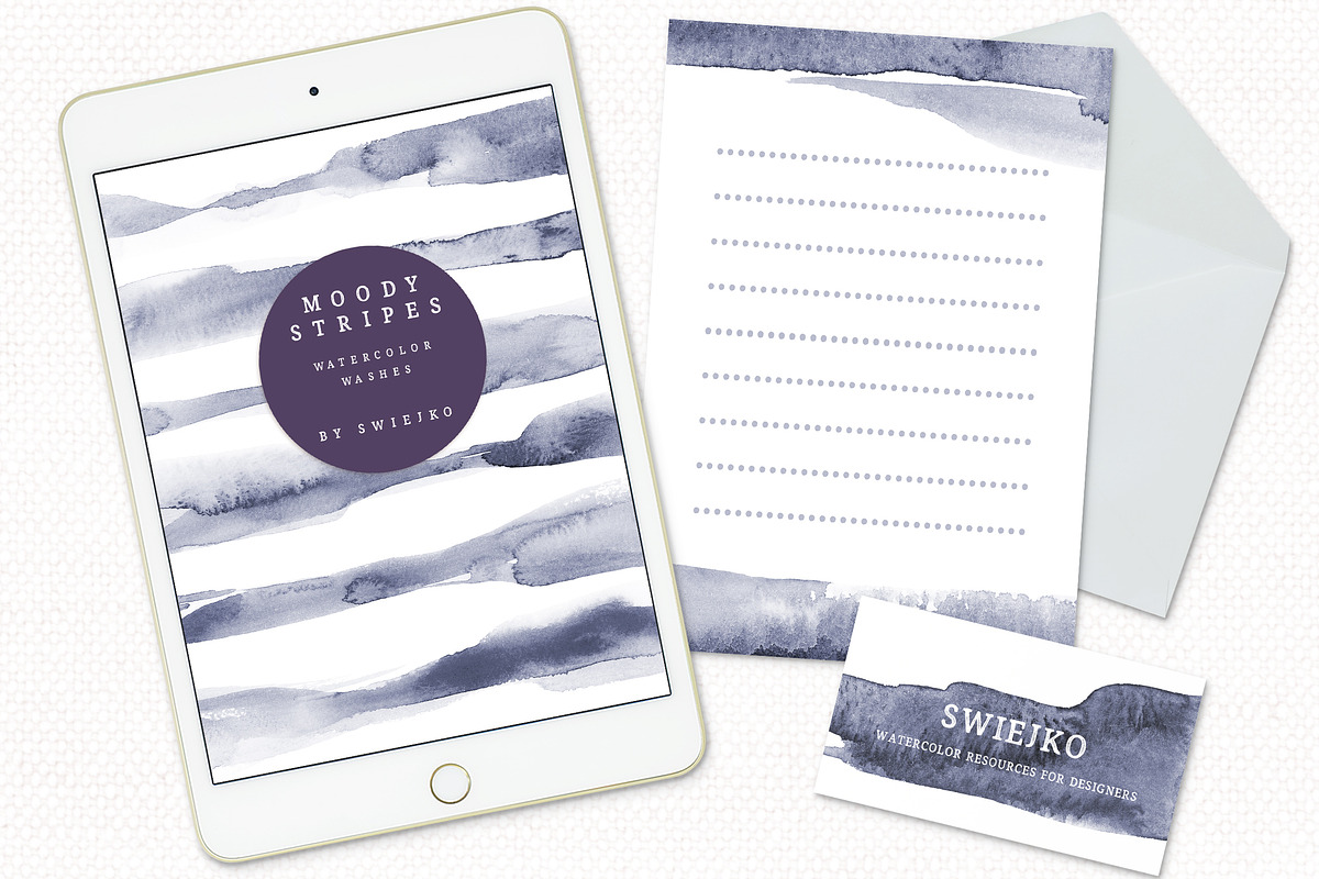 Watercolor stripes, washes, border, an Object Graphic by swiejko (Photo 5 of 6)