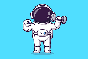 Cute Astronaut Gym Holding Pill, a Sport Illustration by Catalyst Labs