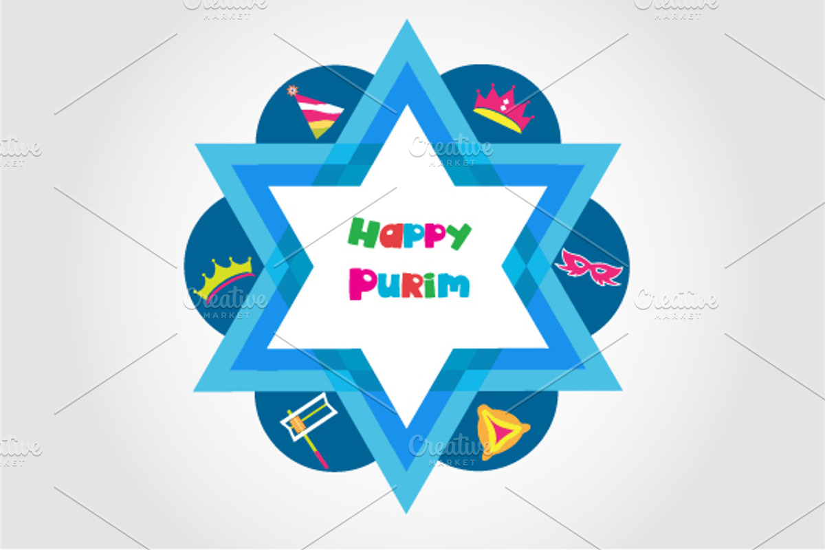 Happy Purim - 3 vector cards, a Decorative Illustration by zoya (Photo 3 of 3)