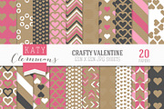 Crafty Valentine digital paper pack, a Pattern Graphic by Katy Clemmans (Thumbnail 1 of 3)