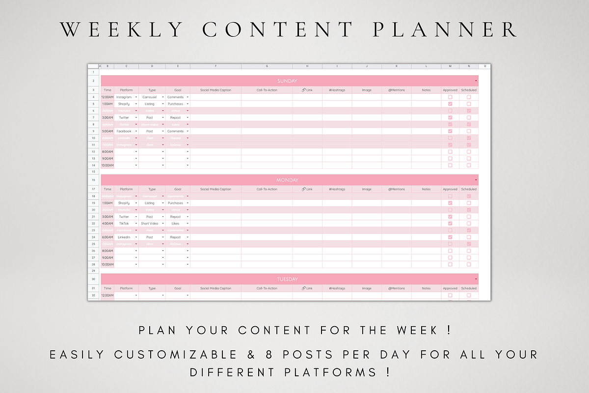 Google Sheets Social Media Planner, a Templates & Theme by BRANDcontent (Photo 4 of 9)