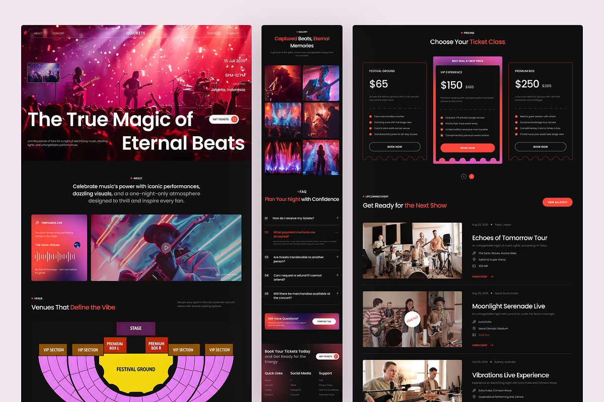 Concert Ticketing Landing Page, an UI Kit Template by peterdraw (Photo 2 of 3)
