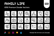 120 Hand Drawn Family Life Icons, an Outline Icon by Brickclay (Thumbnail 2 of 6)