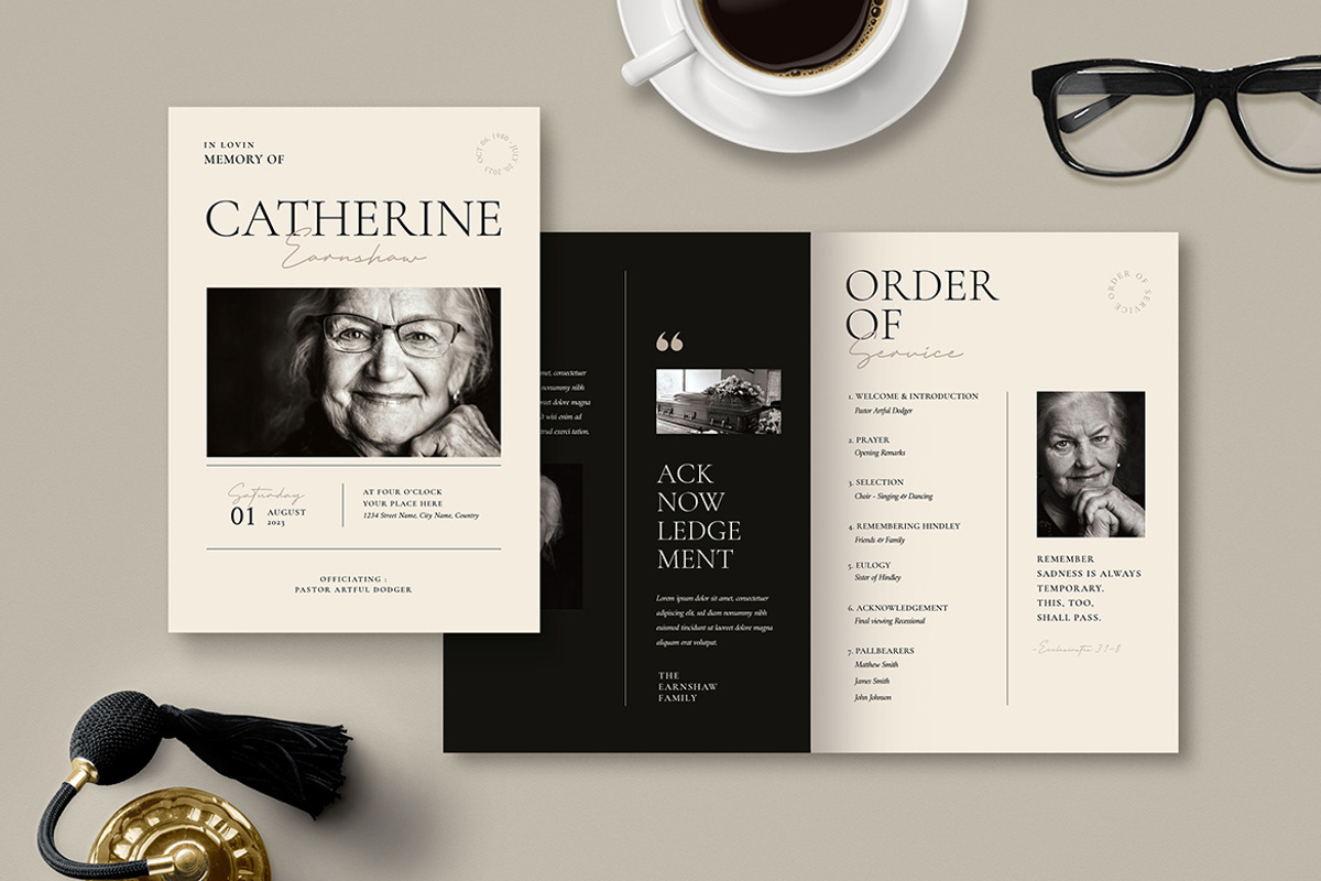 Minimalist Funeral Program Template, an Invitation Template by Vynetta (Photo 1 of 7)