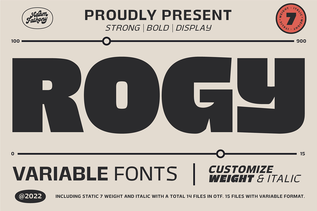Rogy Variable Fonts, a Font by Adam Fathony (Photo 1 of 17)