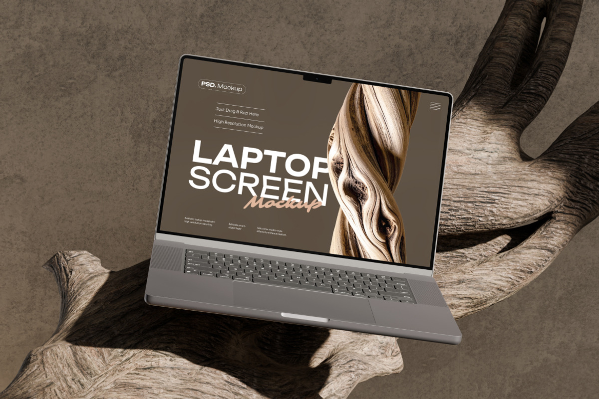 Laptop Mockup on Wood, a Mac Mockup by Budogol Studio (Photo 3 of 5)