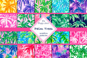 Seamless Preppy Palm Tree Patterns