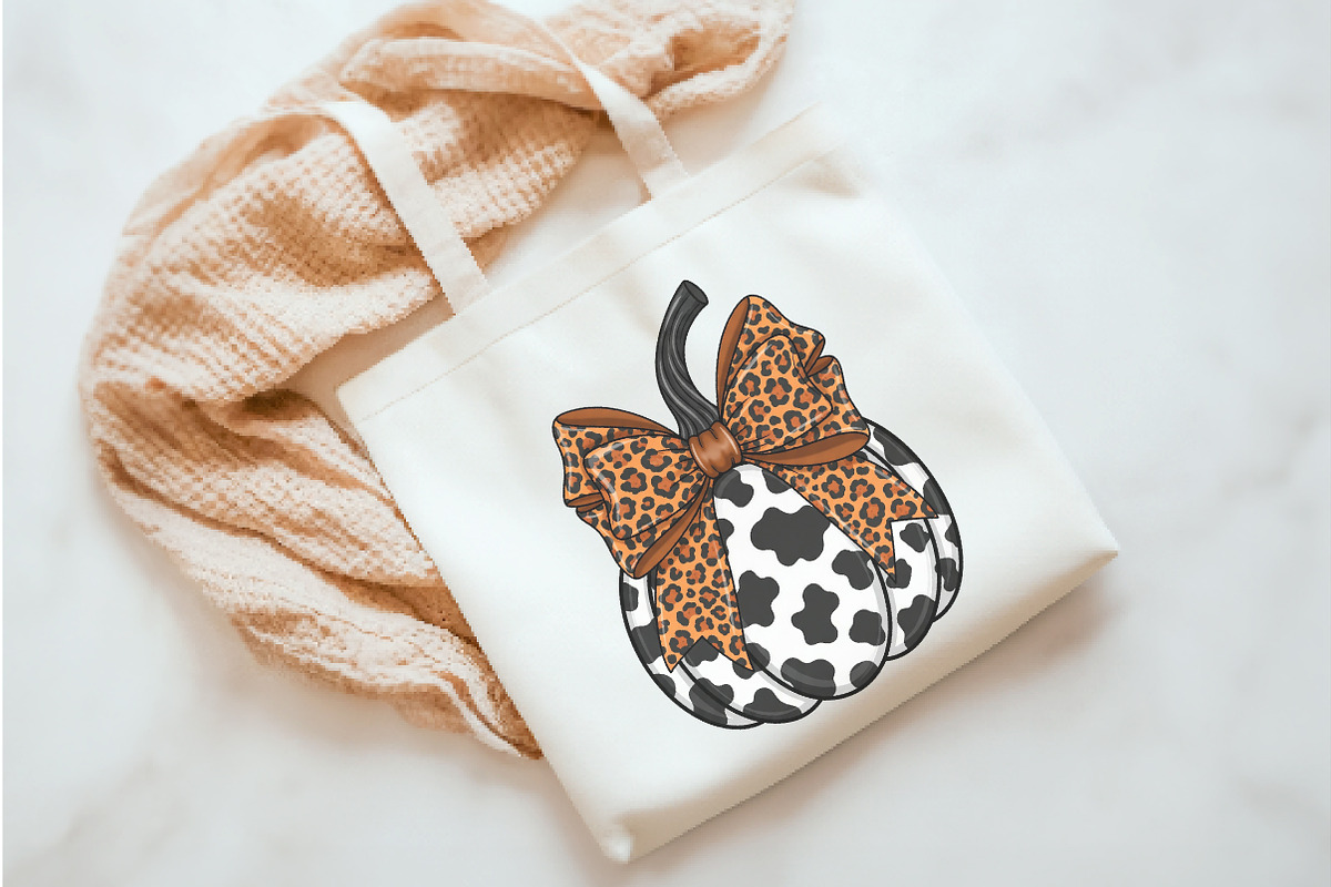Coquette Cow Print Pumpkin PNG, an Illustration by Watercolor design (Photo 3 of 3)