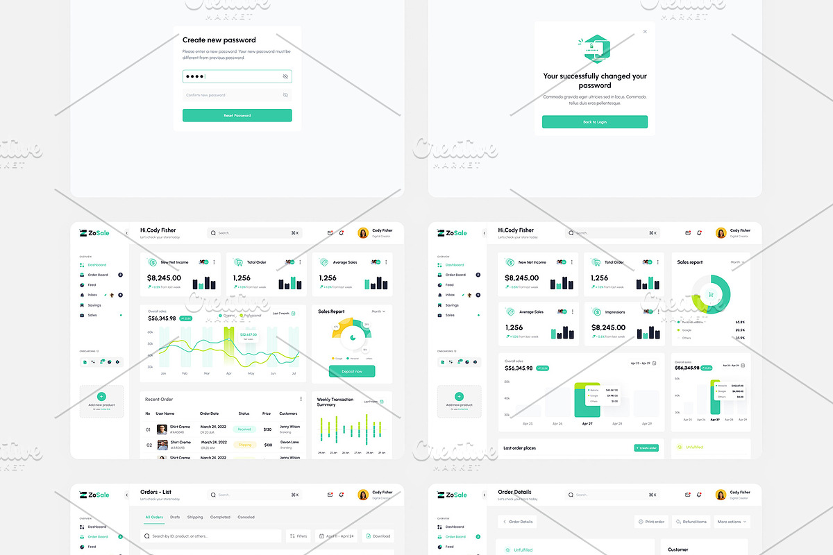 ZoSale-Sales Analytics Dashboard, an UI Kit Template by DesignsLab (Photo 6 of 10)