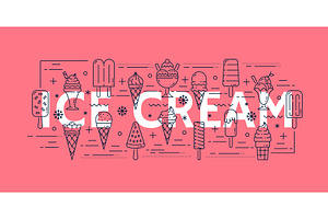 Ice cream cones, sundae, sorbet, a Food Illustration by Vector Tradition
