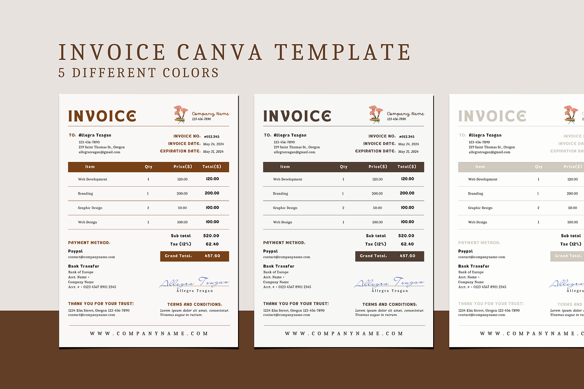 INVOICE CANVA TEMPLATE, a Print Template by The Little Lily Studio (Photo 2 of 5)
