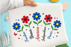 Boho Floral USA T-shirt America, a Seasonal Illustration by Designking