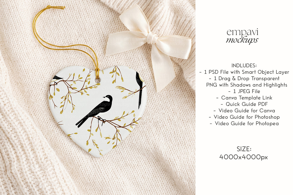 Heart Ornament Mockup, a Household Mockup by EmpaviMockups (Photo 2 of 6)