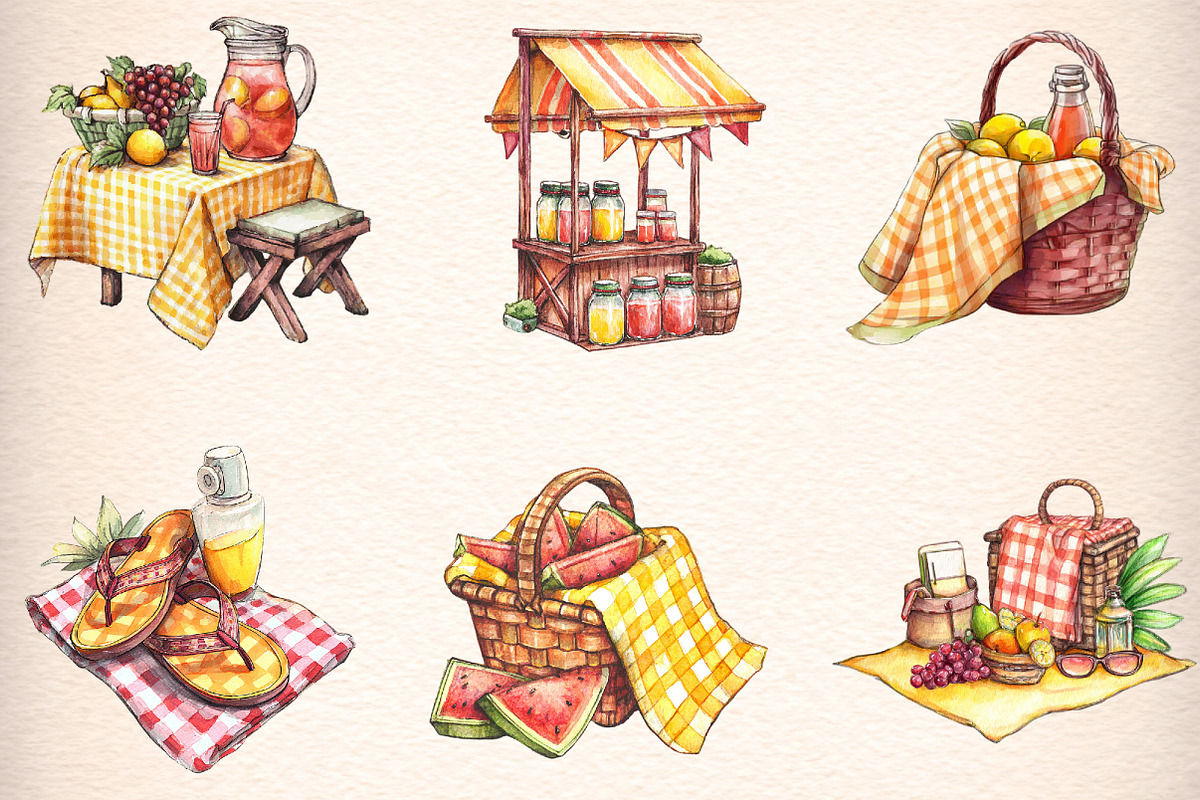 Summer Yellow Gingham Clipart, an Illustration by Digital Artistic99 (Photo 2 of 10)