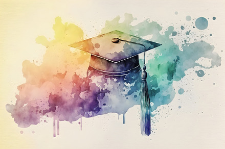 Graduation background with graduation hat, an Illustration by Dvoevnore photos