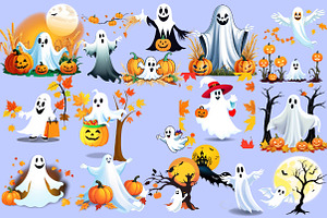 Halloween & Fall Ghost Clipart-2, an Illustration by Wow Magic
