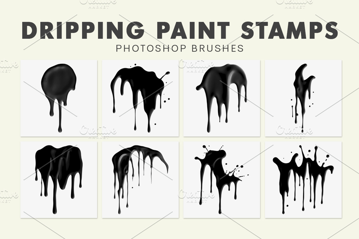 20 Dripping Paint Photoshop Brushes, a Brush Add-On by AB-TheDesigner (Photo 2 of 4)