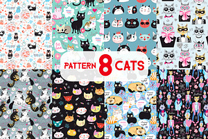 8 Fun bright patterns with cats