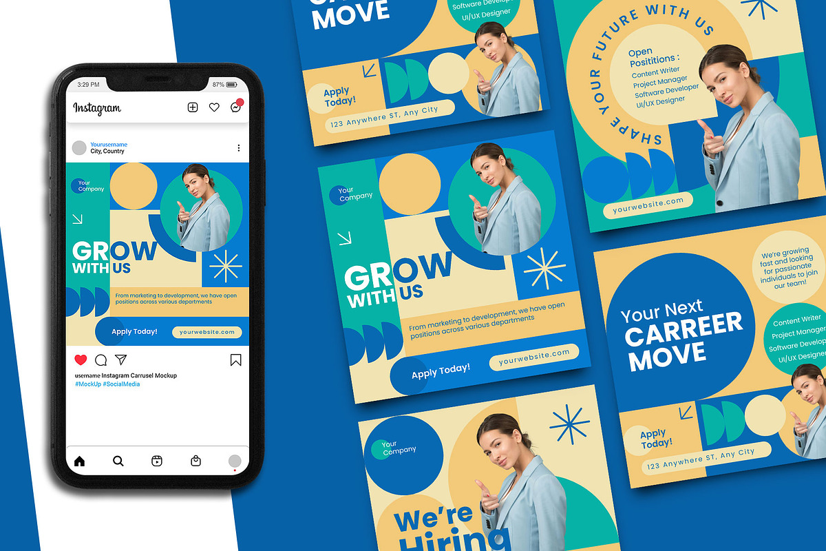 Geometric Hiring Instagram Post, a Social Media Template by Artnivora.Std (Photo 2 of 2)