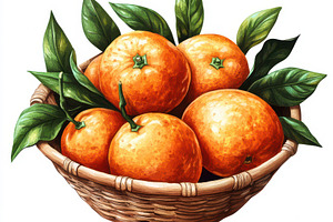 Oranges with green leaves in basket, a Beauty & Fashion Photo by Pixeness Studio
