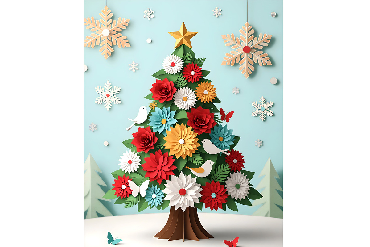 Christmas Tree 3D Paper Cut, a Decorative Illustration by Sharon Schwalbe (Photo 2 of 2)