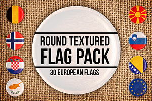 Round Textured European Flags Pack