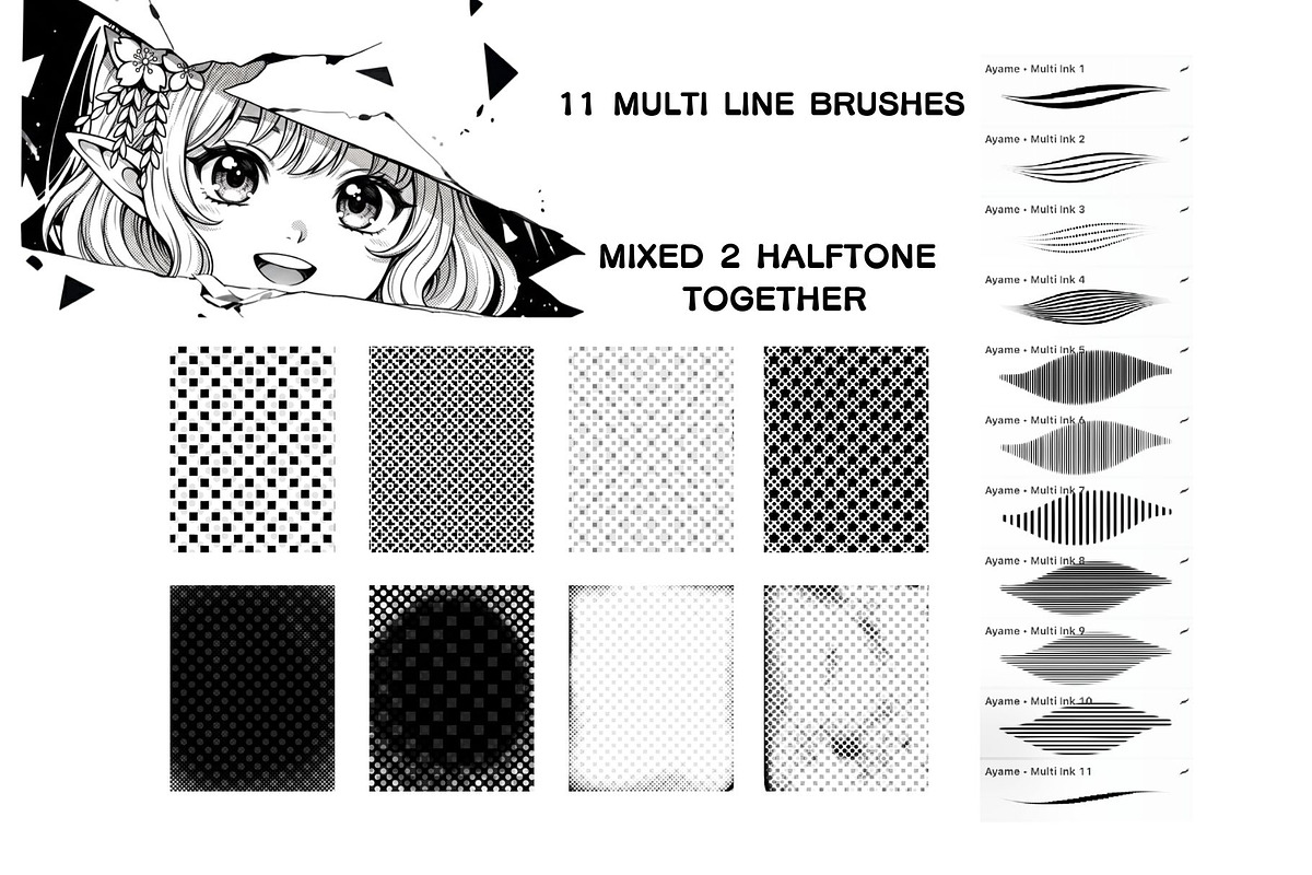 146 Manga Ink Procreate brushes, a Brush Add-On by ProcreateiBox (Photo 12 of 13)