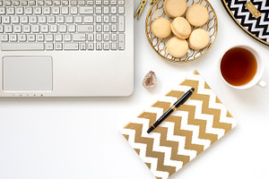 Clean flat lay styled desk photo containing flat lay, modern, and clean