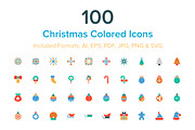 100 Christmas Colored Icons, a Solid Icon by Creative Stall (Thumbnail 1 of 2)