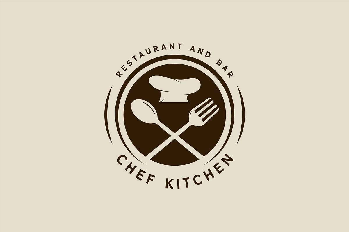 hat chef fork and spoon logo vintage, a Branding & Logo Template by zyxroun shop