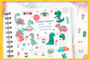 Dinosaur clipart & patterns bundle, an Animal Illustration by Nursery Art (Thumbnail 8 of 10)