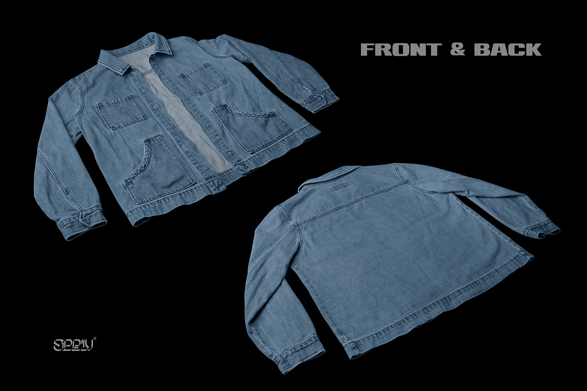 Vintage Jean Jacket Mockup 3Q View, a Hoody Mockup by Mad Supply