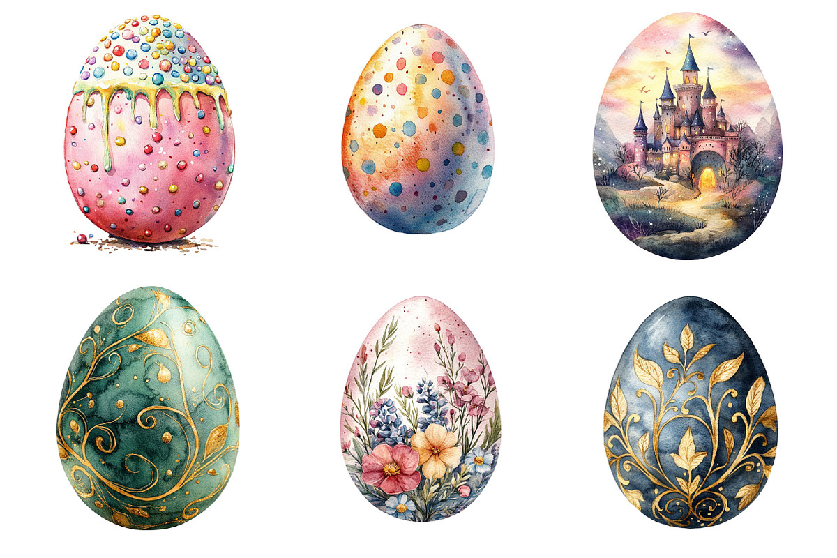 Easter Eggs Watercolor Clipart, an Illustration by SinaCreation (Photo 4 of 5)