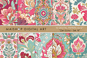 Batik Style Pink Floral Papers, a Texture Graphic by Maishop (Thumbnail 1 of 4)