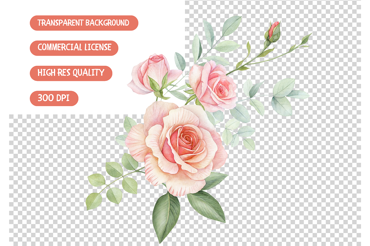 Red Rose Clipart Bundle, Red Flowers, an Illustration by TatiMockup (Photo 3 of 3)