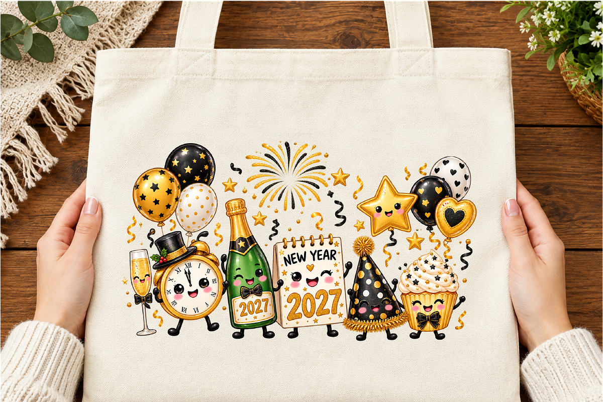 Kawaii New Year 2027 Celebration, a Seasonal Illustration by Printable Design Store (Photo 5 of 5)