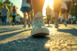 Closeup view of shoes on street, a Photo by Pavel_design