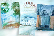 Watercolor Old School Clipart Set, a Seasonal Illustration by ArtCreationsDesign (Thumbnail 18 of 18)