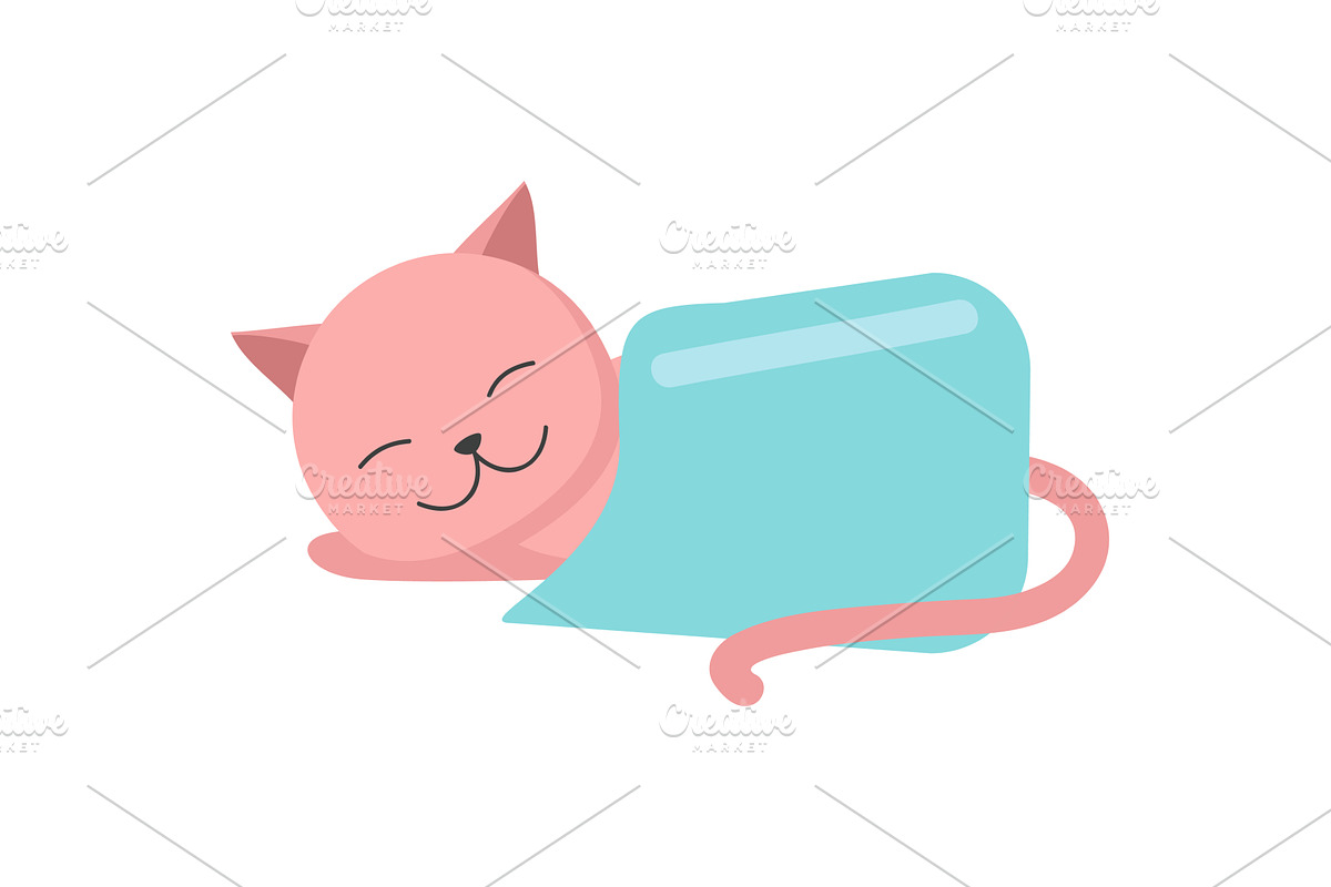 Cat sleeping rest under warm blanket, an Animal Illustration by SiberianArt