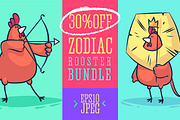 30 OFF - Rooster Zodiac set, an Animal Illustration by Krolone (Thumbnail 1 of 13)